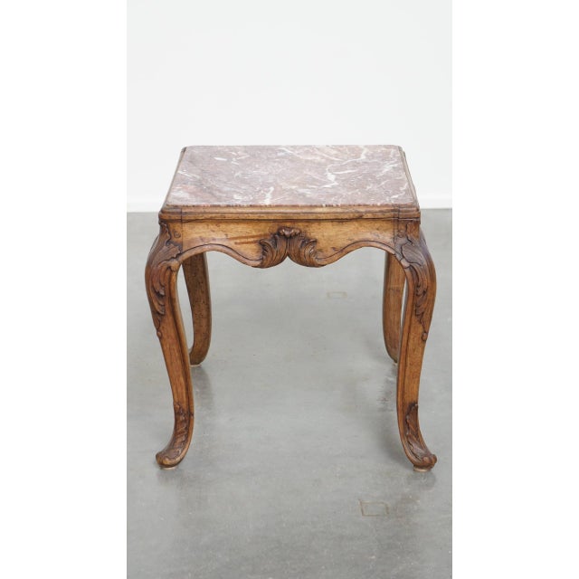 Antique French Square Side Table with Wooden Frame and Marble Top, 1800s For Sale - Image 3 of 12