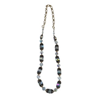 Vintage Czech Cristal Necklace With Gold Tone Chain For Sale