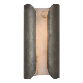 Anne-Marie Barton for Visual Comfort Signature Armise 14" Sconce in Mottled Pewter with Alabaster For Sale
