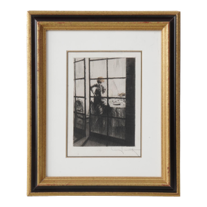 Louis Icart “In Thought” Colored Etching