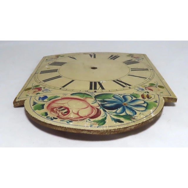Antique White Antique Early 19th Century Hand Painted Wood Grandmothers Clock Dial For Sale - Image 8 of 13