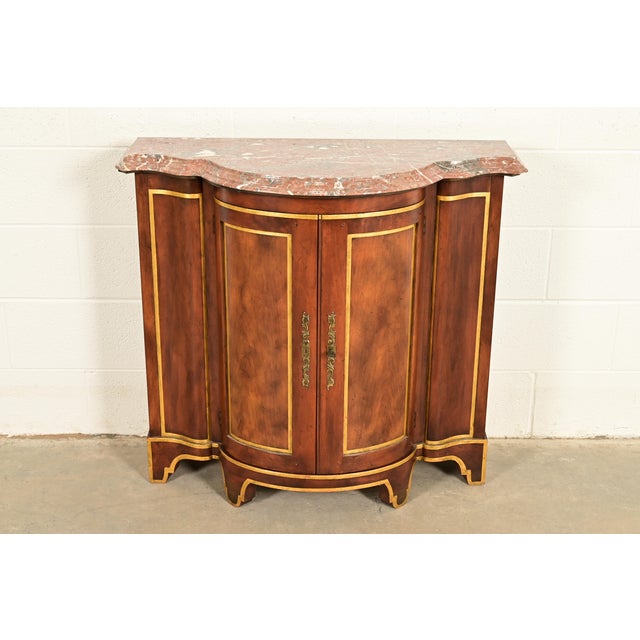 A gorgeous Italian Provincial, Rococo, or Neoclassical style demilune console table, sideboard, or bar cabinet By Baker...
