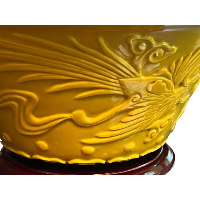 Chinese Early 20th Century Chinese Imperial Yellow Peking Glass Bowls on Stands - a Pair For Sale - Image 3 of 7