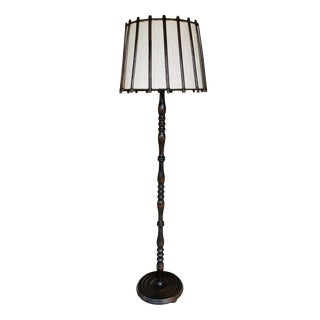 Vintage Turned Wood Floor Lamp, 1950s For Sale