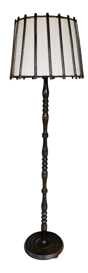 Vintage Turned Wood Floor Lamp, 1950s