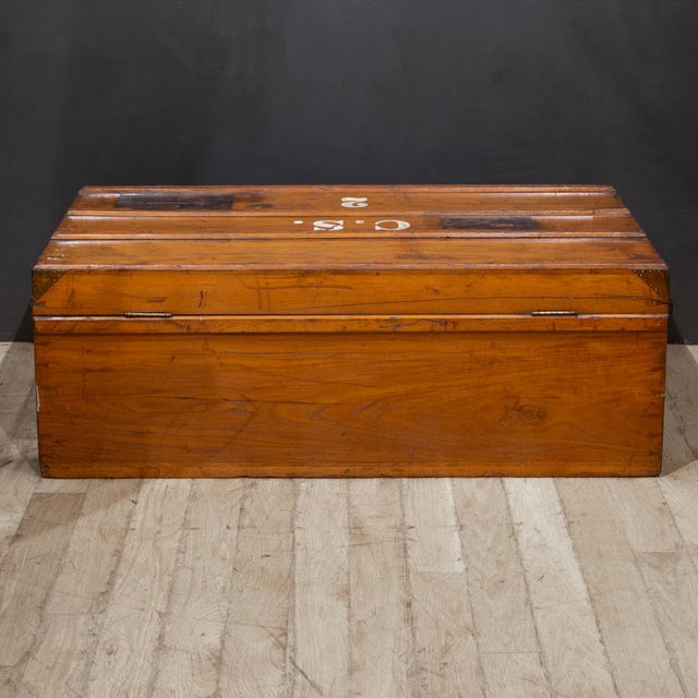 19th C. Monogrammed Travel Blanket Chest Trunk For Sale - Image 13 of 14
