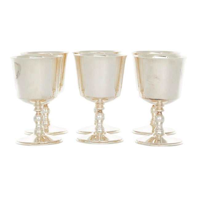 Vintage Mappin & Webb English Silver Plated Art Deco Barware Service- Set of 6 For Sale