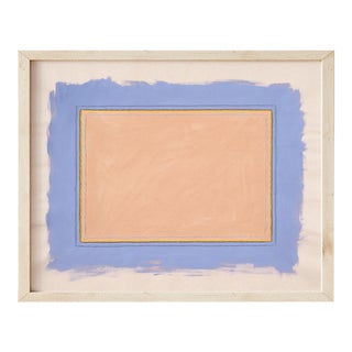 Minimalist Abstract Fine Art Print, Blush Pink & Cornflower Blue, 30 X 38 Print in Wood Frame For Sale