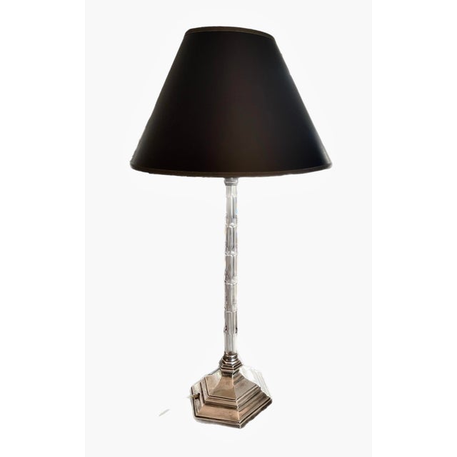 Reed & Barton Reed & Barton Crystal and Silver Candlestick Table Lamp For Sale - Image 4 of 8