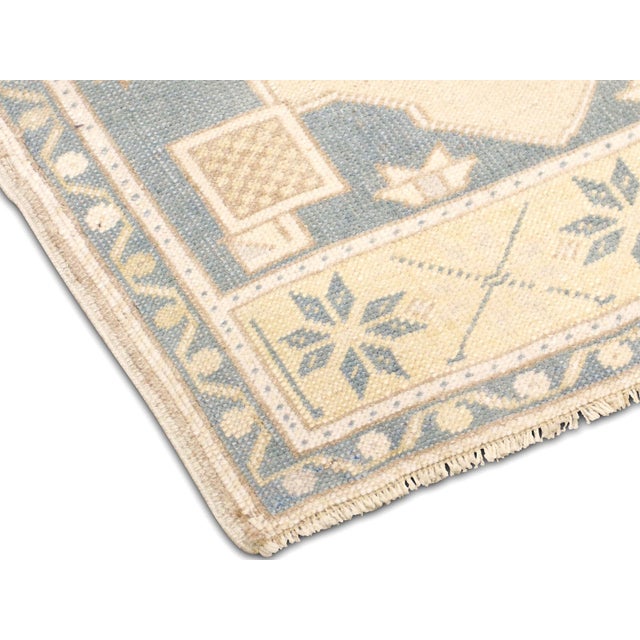 1960s Turkish Oushak Rug - 1'9" x 4'4", A Turkish Oushak Yastic is a type of small rug that originated in the Oushak...