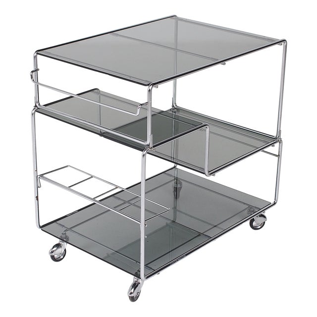 Modular Serving Cart in Chromed Steel from Max Sauze, 1970s For Sale