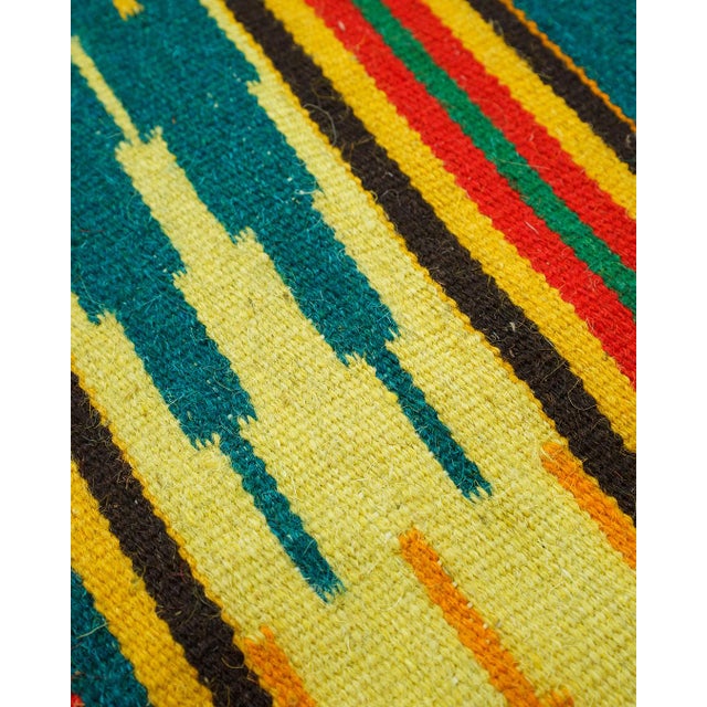 Vintage Mexican Serape / Saltillo-Style Handwoven Wool Flatweave Rug, 1970s For Sale - Image 6 of 12