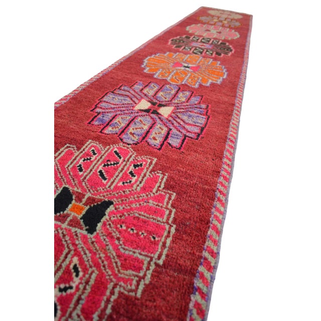 Red 1970s Kurdish Hand-Knotted Turkish Runner Rug - 2′2″ × 15′5″ For Sale - Image 8 of 12