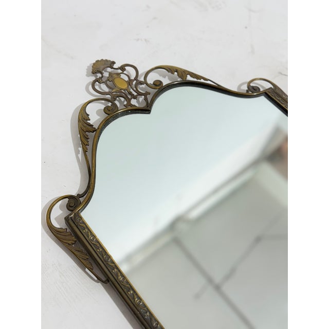 Vintage Brass Wall Mirror, Italy, 1940 For Sale - Image 4 of 13