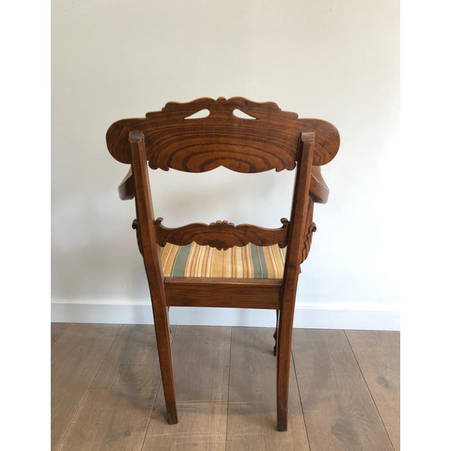 Early 19th Century English Regency period mahogany desk chair with swan neck decorations For Sale - Image 11 of 12