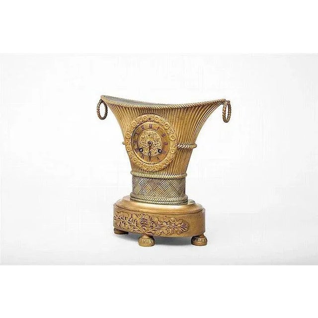 Traditional 1825 Charles X Period French Empire Gilt Bronze 'Flower Vase' Mantle Clock For Sale - Image 3 of 8