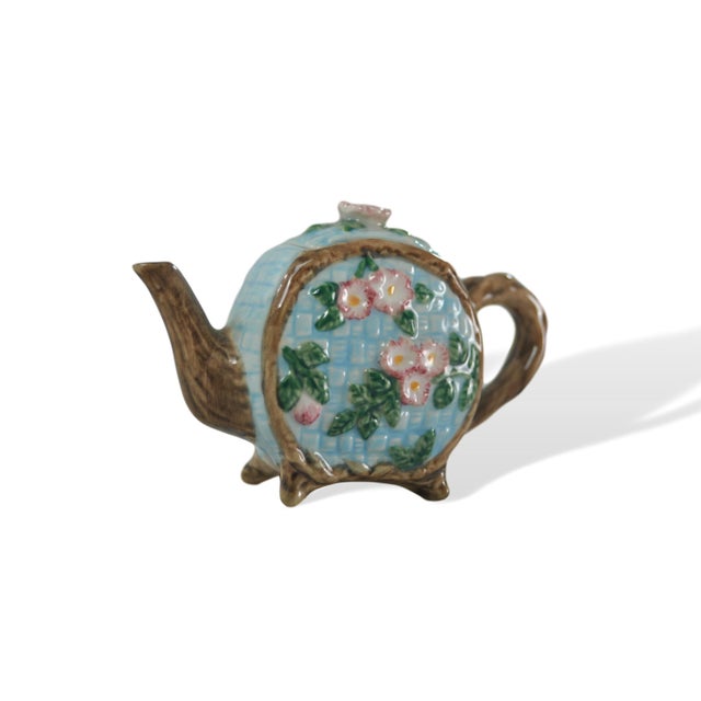 Miniature Majolica tea pot, English, circa 1920.