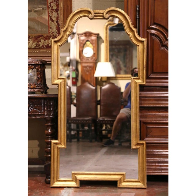 Mid 20th Century Mid-Century Italian Neoclassical Carved Giltwood Wall Mirror For Sale - Image 5 of 11