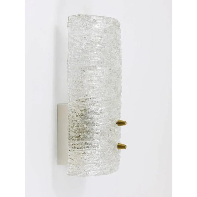 Mid-Century Brass & Textured Glass Sconces attributed to J. T. Kalmar for Kalmar, Austria, 1950s, Set of 2 For Sale - Image 6 of 11