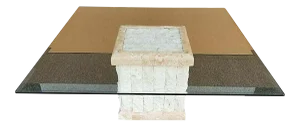 Maitland Smith Style Mactan Stone Tessellated Marble + Glass Coffee Cocktail Table