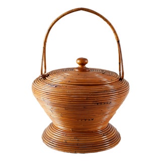 Decorative Rattan Basket from Vivai del Sud, Italy, 1960s For Sale