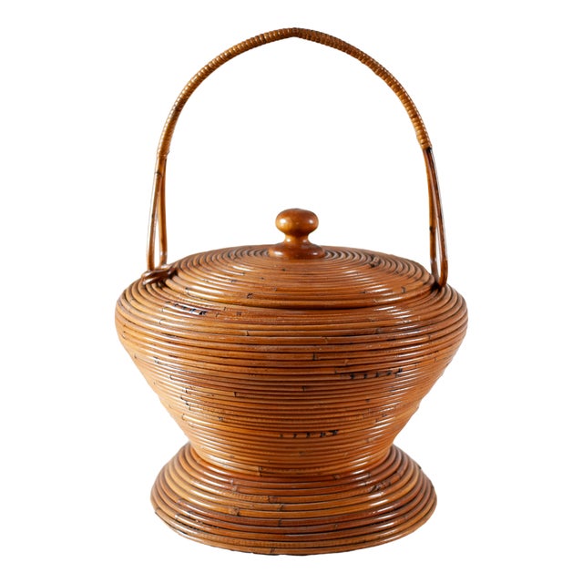 Decorative Rattan Basket from Vivai del Sud, Italy, 1960s For Sale