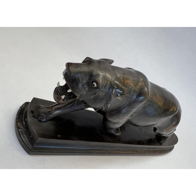 Vintage Horn Carving of a Ferocious Panther For Sale - Image 4 of 10
