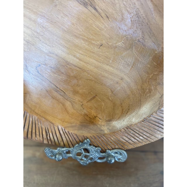 Mid-Century Hand-Carved Solid Wood Decorative Bowl With Chiseled Rim Detailing. For Sale In Seattle - Image 6 of 10