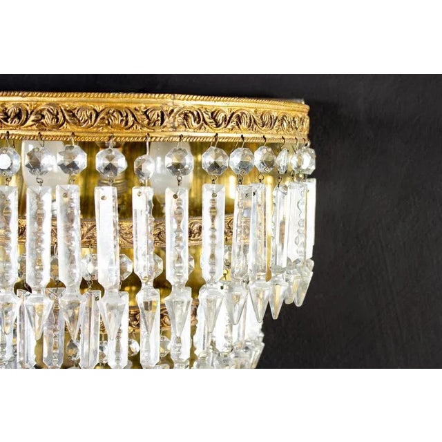 Crystal and Brass Scones or Wall Lights Italy, 1940s, Set of 2 For Sale - Image 11 of 15