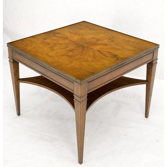 Baker Burl Walnut Square Brass Gallery Top Drawer Side Lamp Table Night Stand For Sale - Image 10 of 18