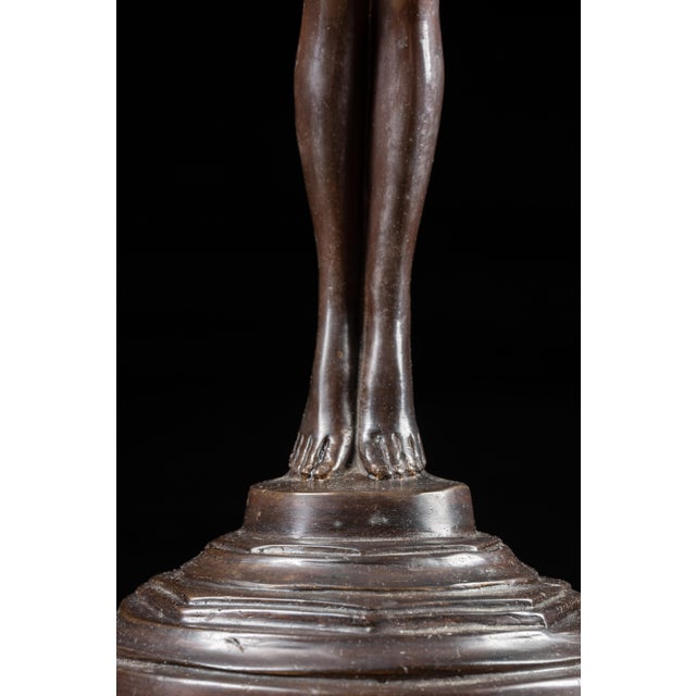 Art Deco Bronzed Spelter Nude Woman Stranding Ashtray | Signed For Sale - Image 11 of 12