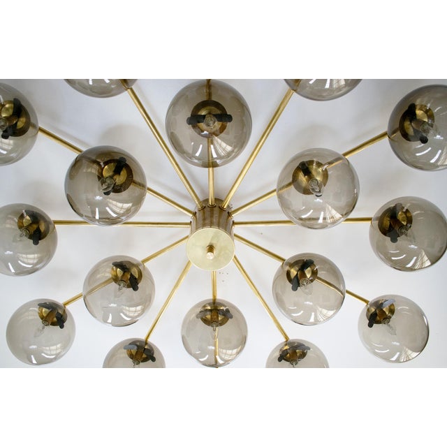 Not Yet Made - Made To Order 21st Century Natural Brass Smoky Murano Globes Flush Mount by Fabio LTD For Sale - Image 5 of 6