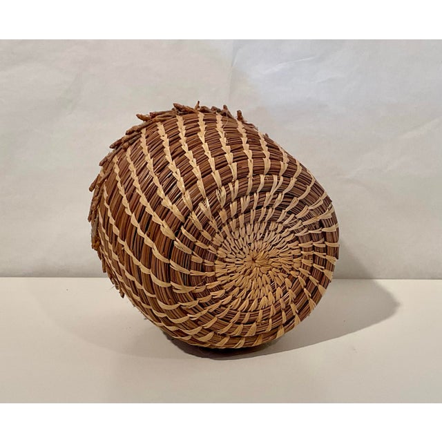 American Small Decorative Basket With Unique Accents For Sale - Image 3 of 3