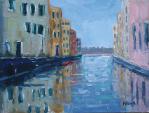 Venice Canal, Modern Impressionist Oil Painting