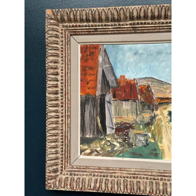 Original Oil on Panel – “Rural Village” by Unknown Artist – Vintage & Framed – 50 × 42 cm (19.7" × 16.5") incl. frame An...