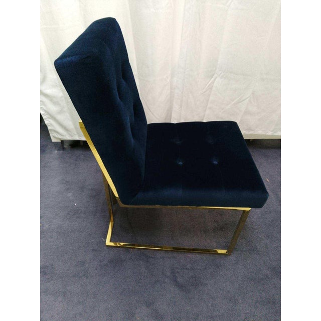 Contemporary Jonathan Adler Pair of Goldfinger Dining Chairs in Rialto Navy For Sale - Image 3 of 6