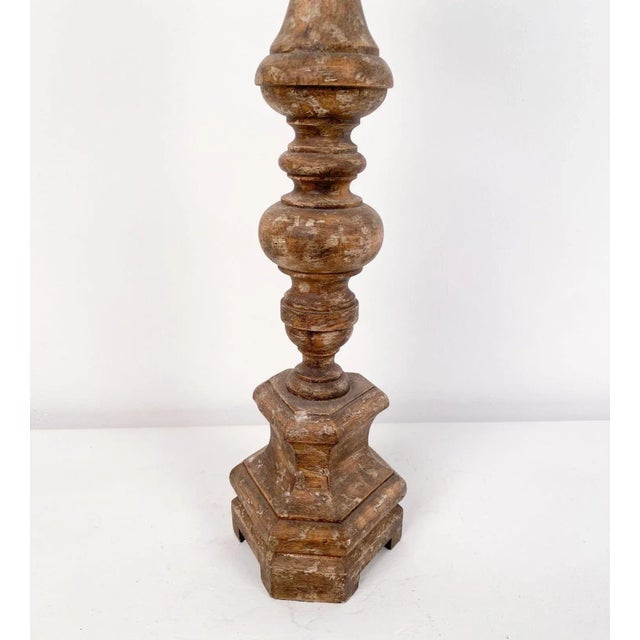 Early 19th Century Single Rustic Carved Wood Pricket, Circa 1800 For Sale - Image 5 of 7