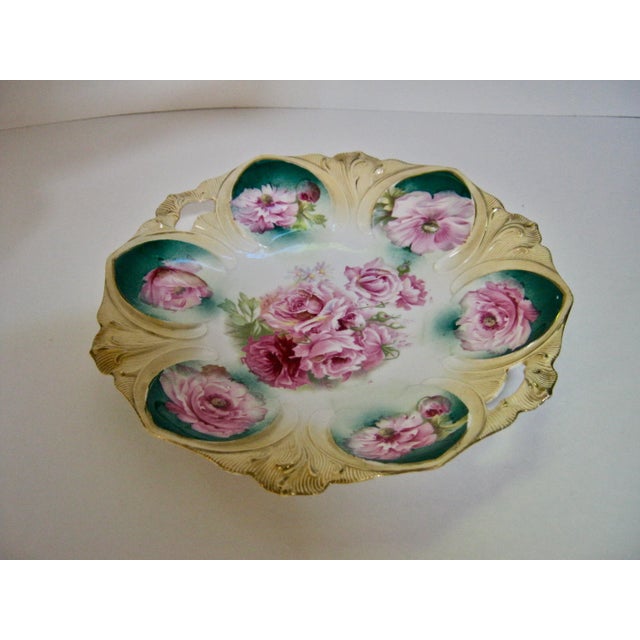 Traditional 1890s RS Prussia Hand Painted Rose Cake Dish For Sale - Image 3 of 6