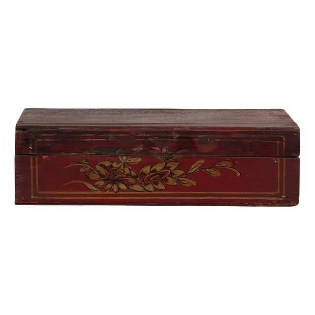 Antique Hand Painted Box with Floral Details, 1900s For Sale