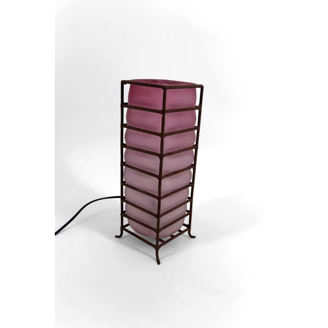 Modernist Table Lamp in Glass Paste and Wrought Iron, 1950s-1960s For Sale - Image 4 of 9