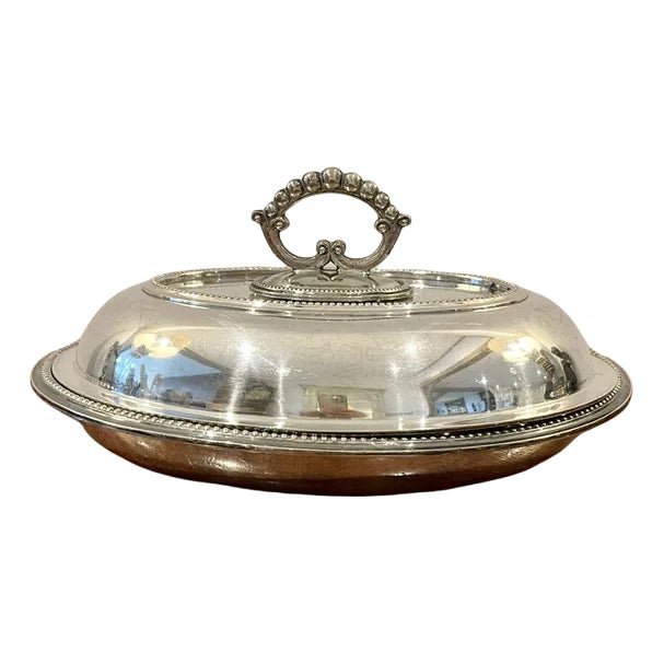 Antique Edwardian Silver Plated Entrée Dish For Sale