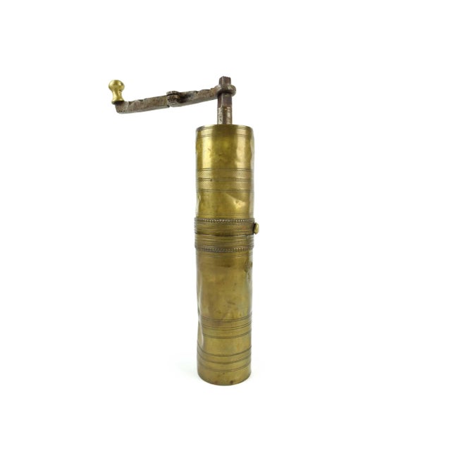 Early 20th Century Brass Ottoman Turkish Spice Coffee Grinder Mill For Sale - Image 11 of 11