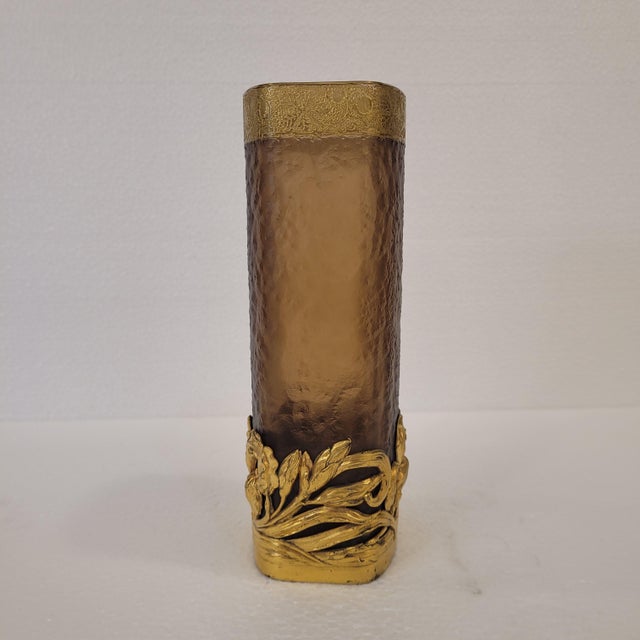 Gold Art Nouveau Glass and Ormolu Vase by Victor Saglier, France, 1890 For Sale - Image 8 of 18