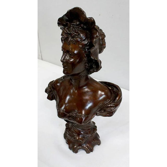 Bronze Woman with Hat by Meslais, Early 20th Century For Sale - Image 3 of 18