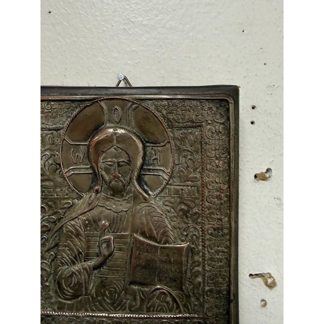 Religious Orthodox Deesis Silver Embossed Panels of the Virgin Mary + Jesus Christ, Set of Two For Sale - Image 3 of 12