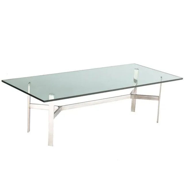 Mid 20th Century Rectangular 1970's Polished Steel Base Coffee Table For Sale - Image 5 of 5