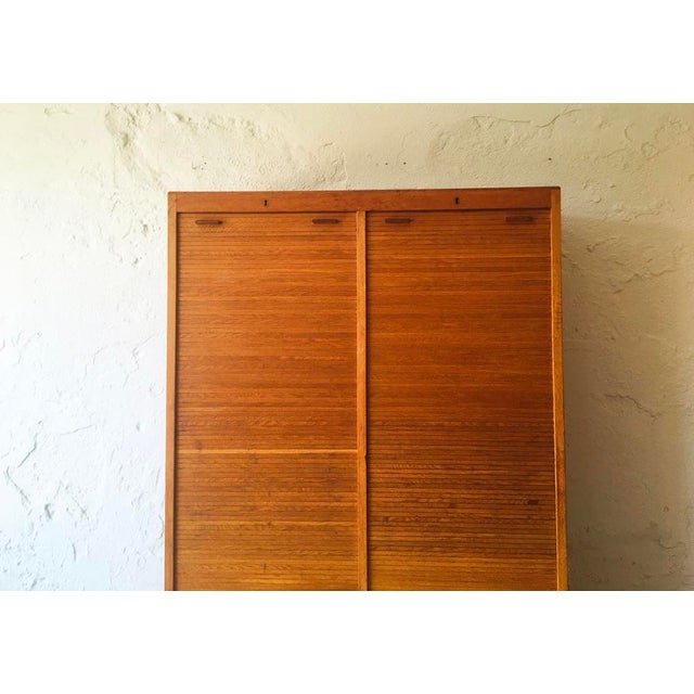 Brown Danish Teak Rolling Doors Storage, 1960s For Sale - Image 8 of 10