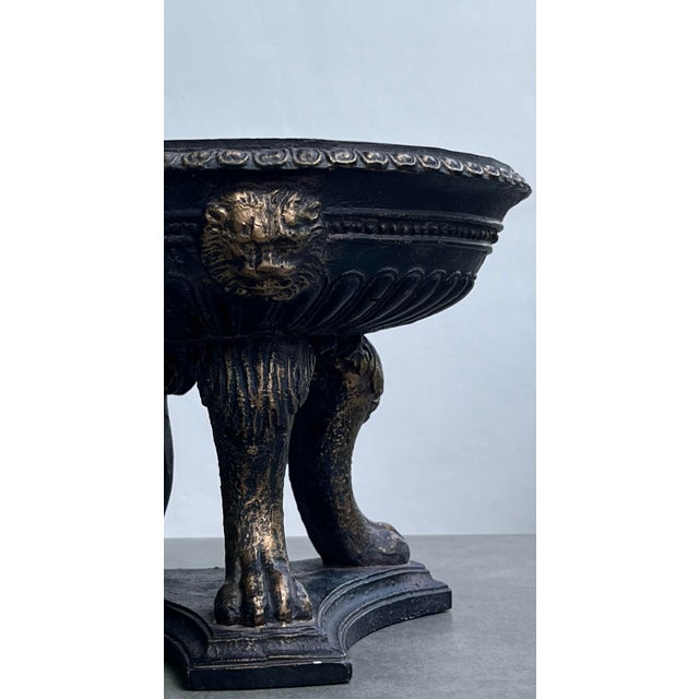 1990s Sumptuous Lion-Headed Tripod Pedestal Bowel/Tazza/Stand With Lion Paws, 6 3/4 Heigh For Sale - Image 5 of 12