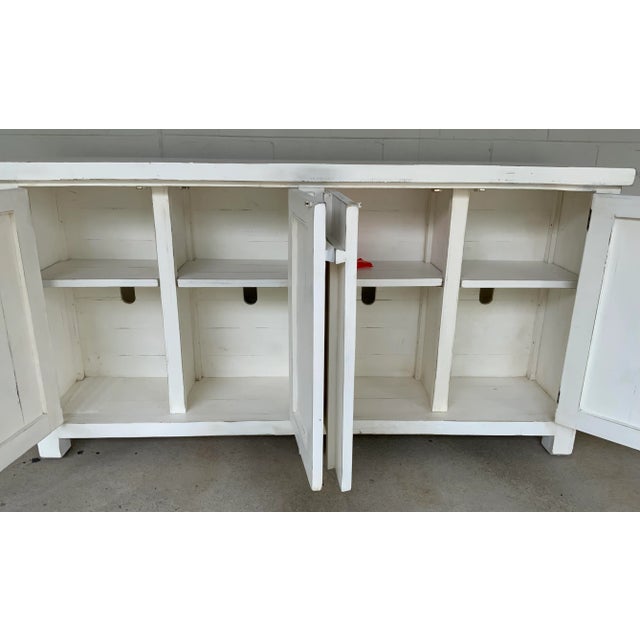 Contemporary Organic Modern Aged White Finished Wood Sideboard For Sale - Image 3 of 7