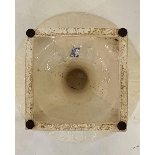 Italian Creamware Pedestal Bowl With Rose Topiary Top For Sale - Image 12 of 12